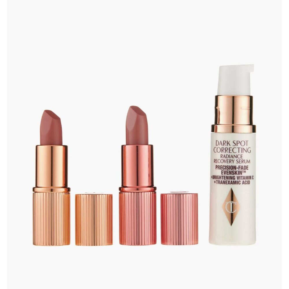 Charlotte Tilbury 3 Deluxe Travel Size Samples - 2 lipsticks and Recovery serum